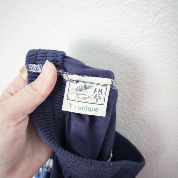 [Vintage] Atelier Provencal Blue Floral Striped Tiered Full Maxi Skirt Sz Medium - Picture 9 of 10